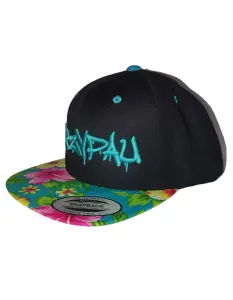 Czapka z daszkiem Snapback Przypau hawajska czarno-turkusowa