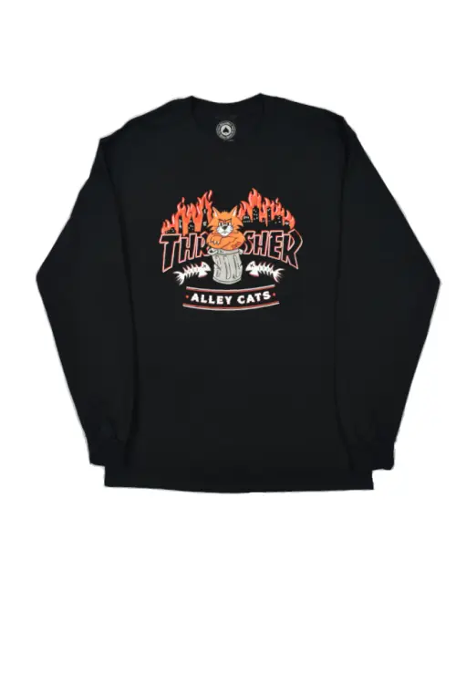 Koszulka LS długi rękaw Thrasher Alley Cats czarna.png